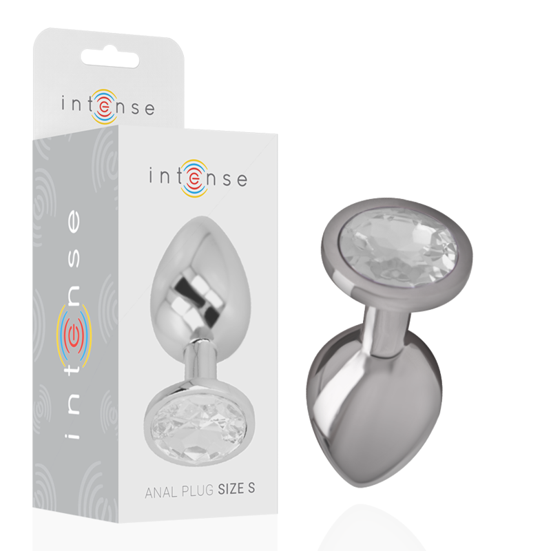 Intense Aluminium-Analplug mit silbernem Kristall – Größe S