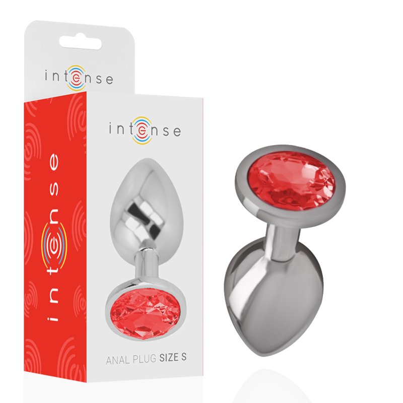 Intense Aluminium-Analplug mit rotem Kristall – Größe S