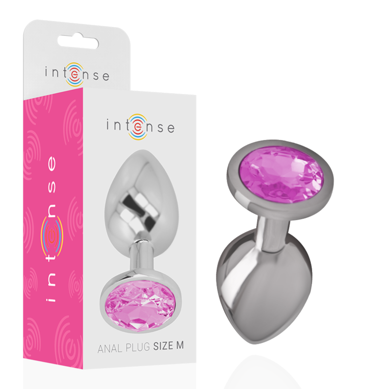 Intense Aluminium-Analplug mit rosa Kristall – Größe M