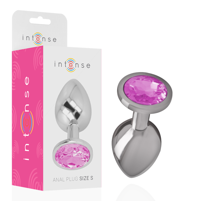 Intense Aluminium-Analplug mit rosa Kristall – Größe S