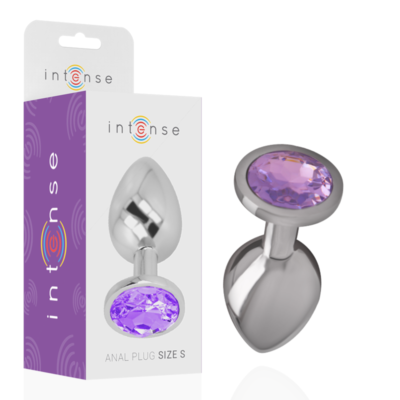 Intense Analplug aus Aluminiummetall mit Violettem Kristall, Grösse L