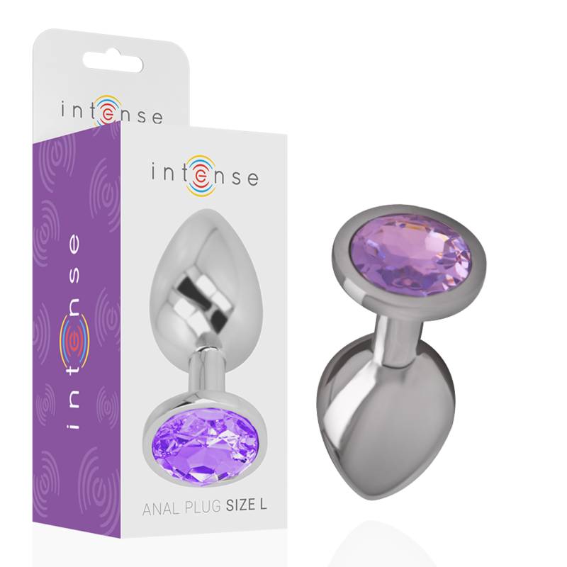 Intense Analplug aus Aluminiummetall mit Violettem Kristall, Grösse S