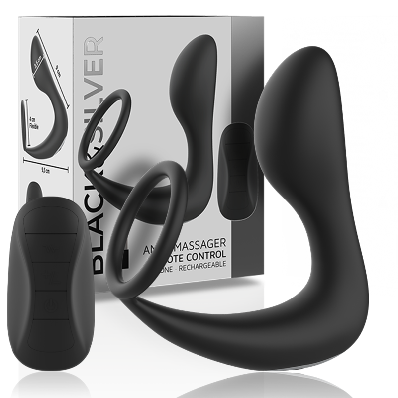 Black&Silver Silikon Anal-Massager mit Fernbedienung