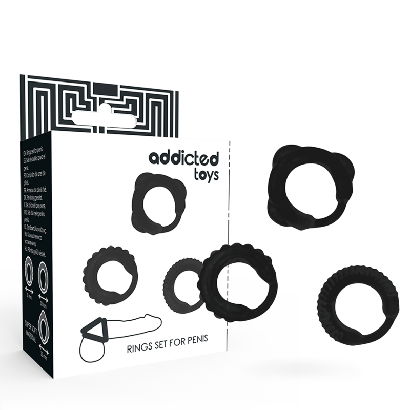 Addicted Toys C-Ring-Set – 3 Penisringe, schwarz
