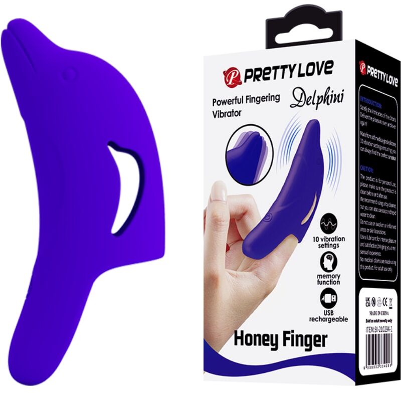 Pretty Love Delphini Delphin-Fingervibrator 10 Modi – Dunkelblau