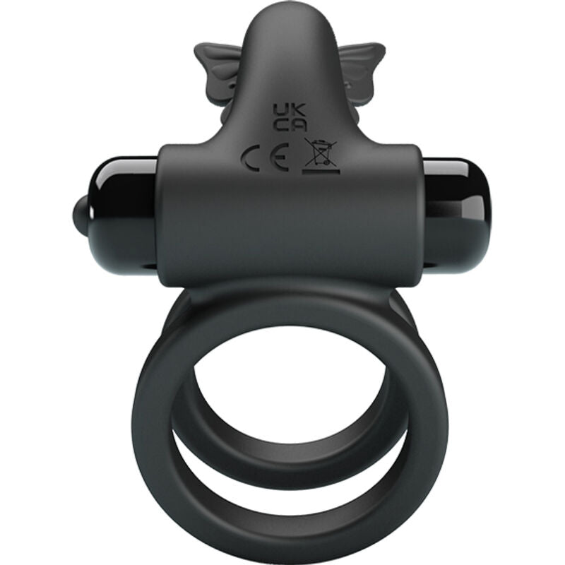 Pretty Love Doppel-Vibrationsring mit Stimulator – Schwarz