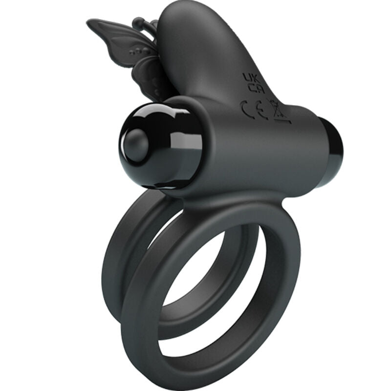 Pretty Love Doppel-Vibrationsring mit Stimulator – Schwarz