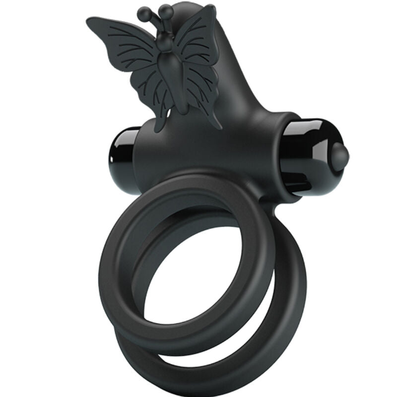 Pretty Love Doppel-Vibrationsring mit Stimulator – Schwarz