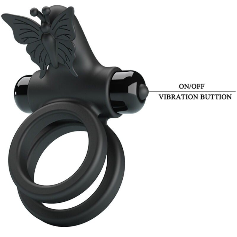 Pretty Love Doppel-Vibrationsring mit Stimulator – Schwarz