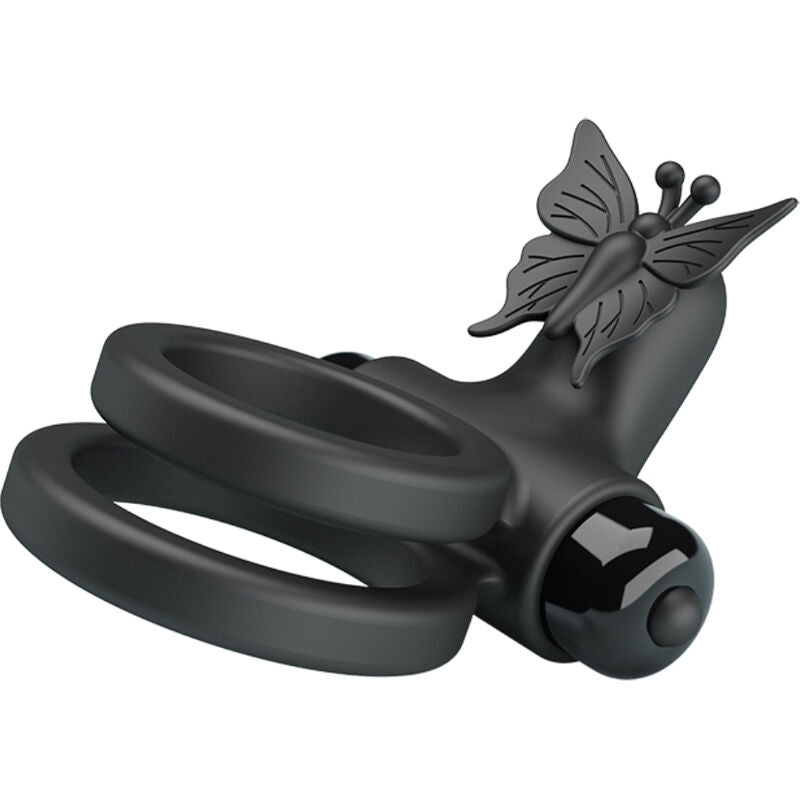 Pretty Love Doppel-Vibrationsring mit Stimulator – Schwarz