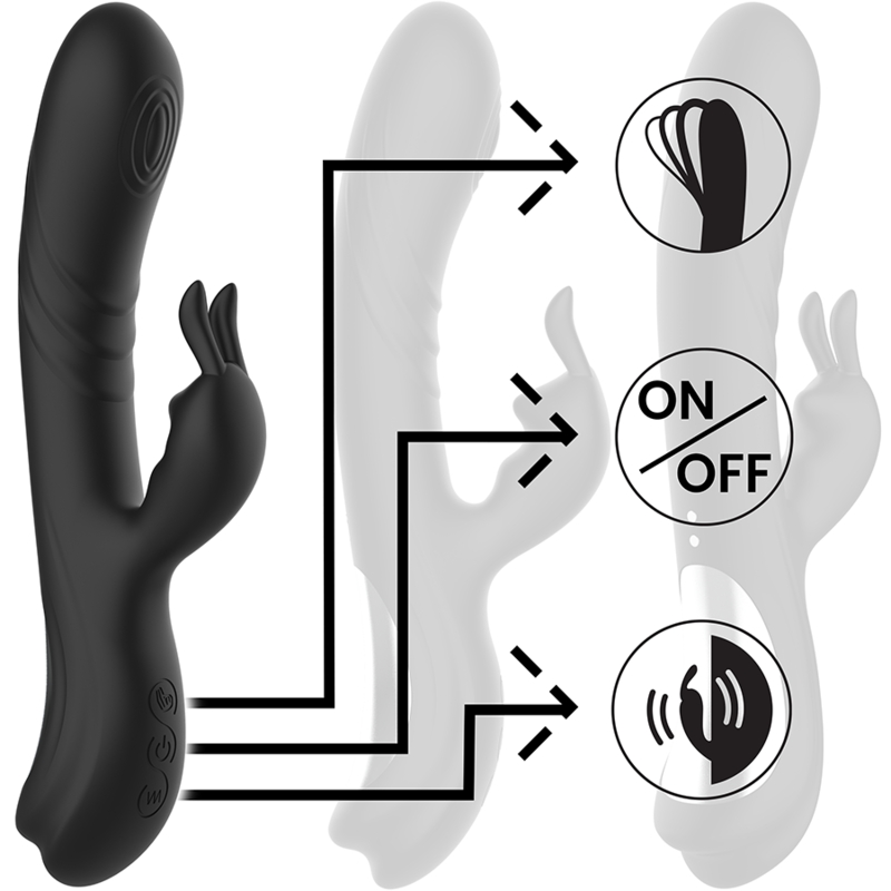 Black&silver – Jamie Wiederaufladbarer Silikon-Kaninchenstimulator…