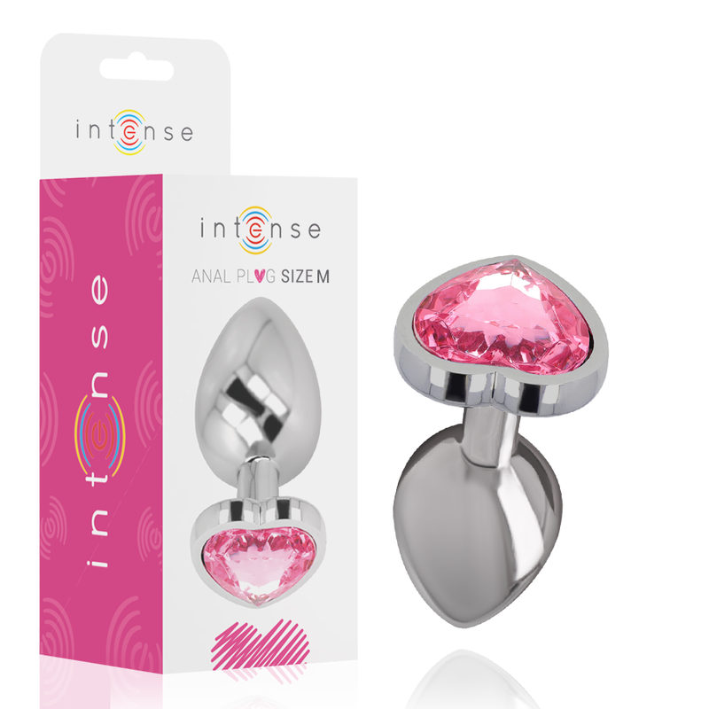 Intense – Aluminium-Metall-Anal-Stecker Rosa Herz Grösse M
