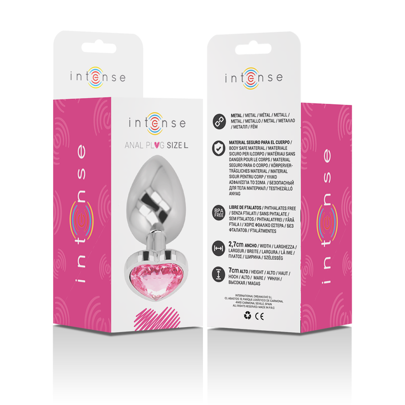 Intense – Aluminium-Metall-Anal-Stecker Rosa Herz Grösse L