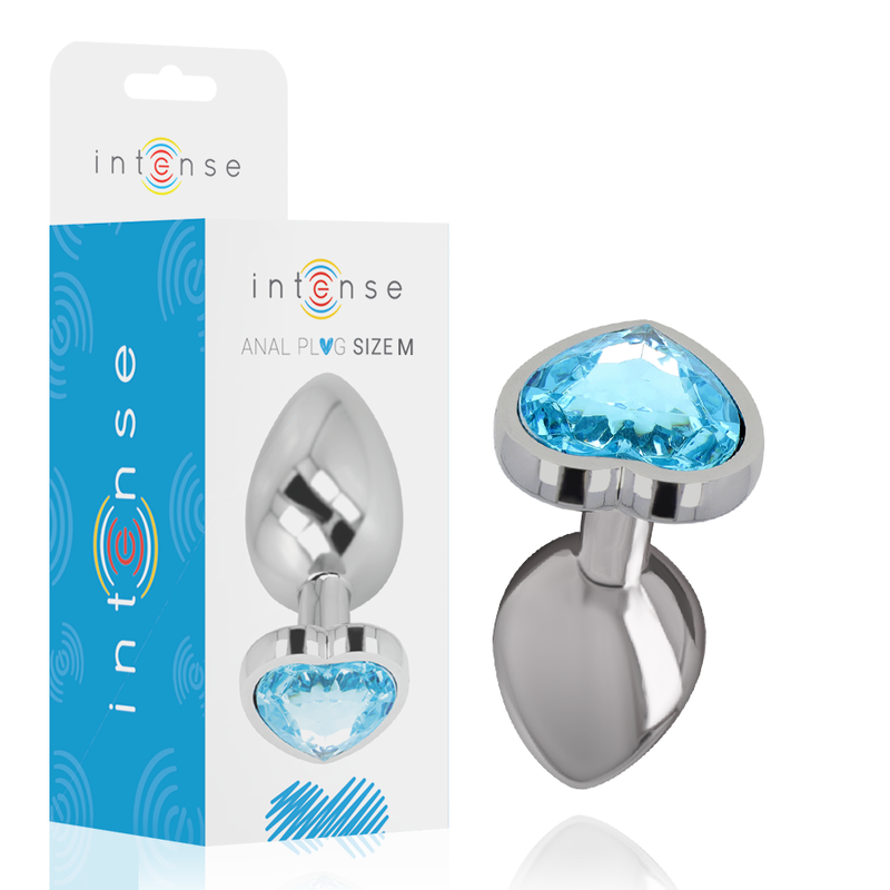 Intense – Aluminium-Metall-Anal-STECKER, Blaues Herz, Grösse M
