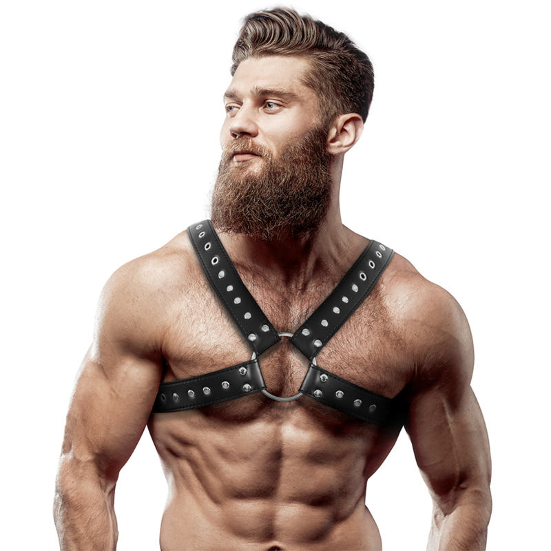 Fetish Submissive Attitude – Brustharness aus Ökoleder mit Nieten…
