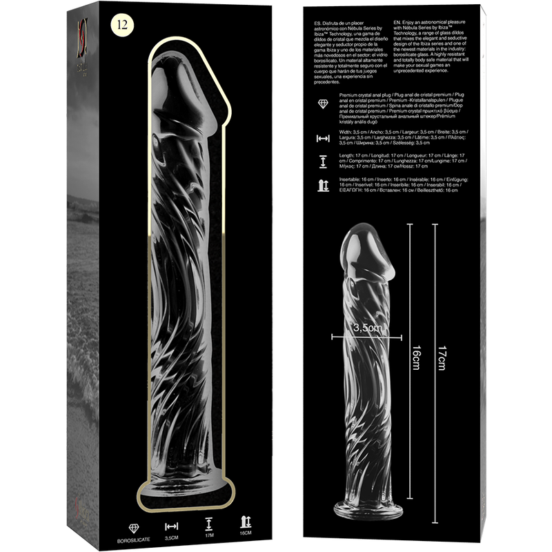Nebula by Ibiza Modell 12 Dildo Borosilikatglas Klar 17 CM Ø 3.5 CM