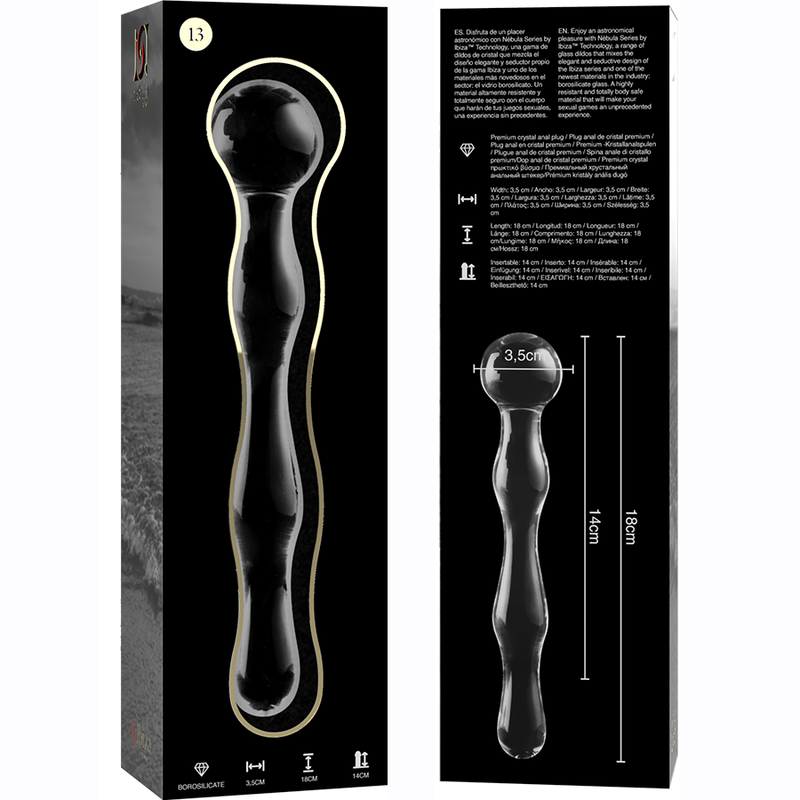 Nebula by Ibiza Modell 13 Dildo Borosilikatglas Klar 18 CM Ø 3.5 CM