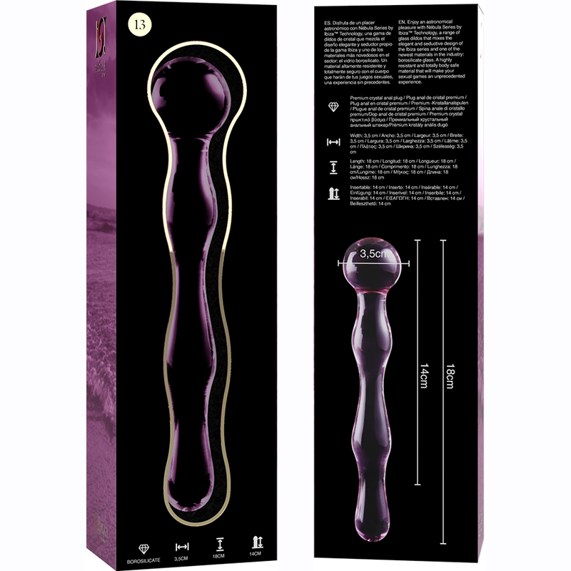 Nebula by Ibiza Modell 13 Dildo Borosilikatglas Rosa 18 CM Ø 3.5 CM