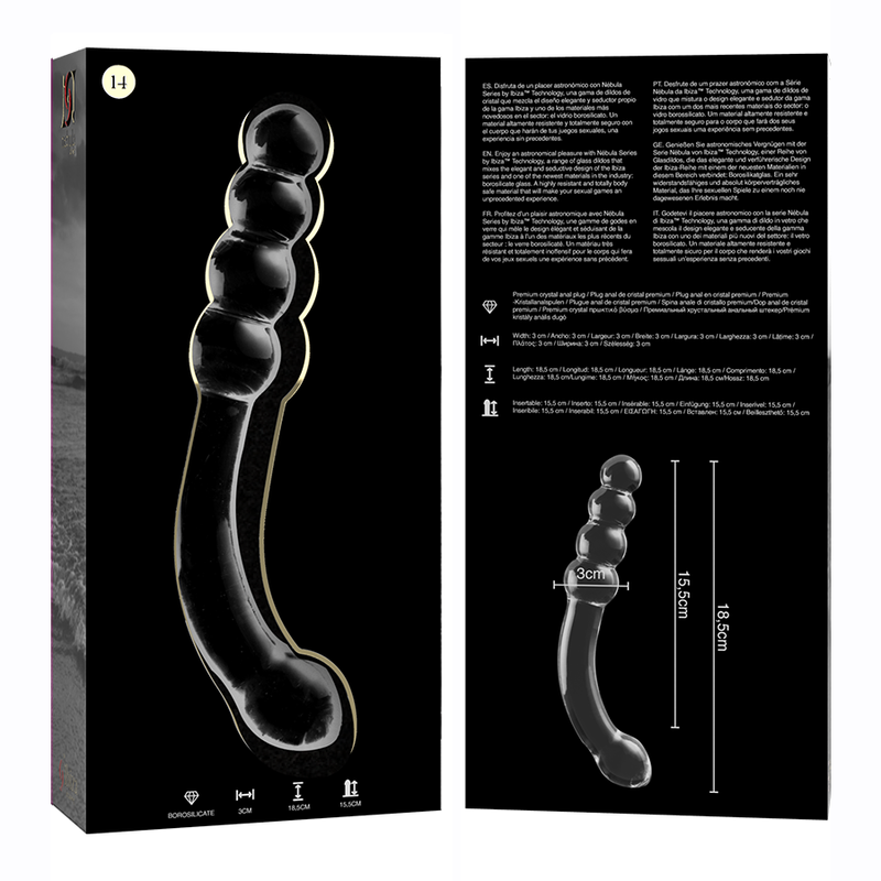 Nebula by Ibiza Modell 14 Dildo Borosilikatglas Klar 18.5 CM Ø 3 CM