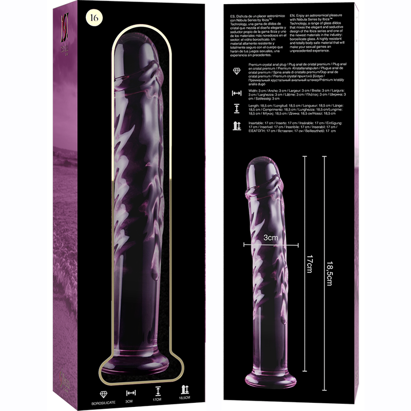 Nebula by Ibiza Modell 16 Dildo Borosilikatglas Rosa 18.5 CM Ø 3 CM
