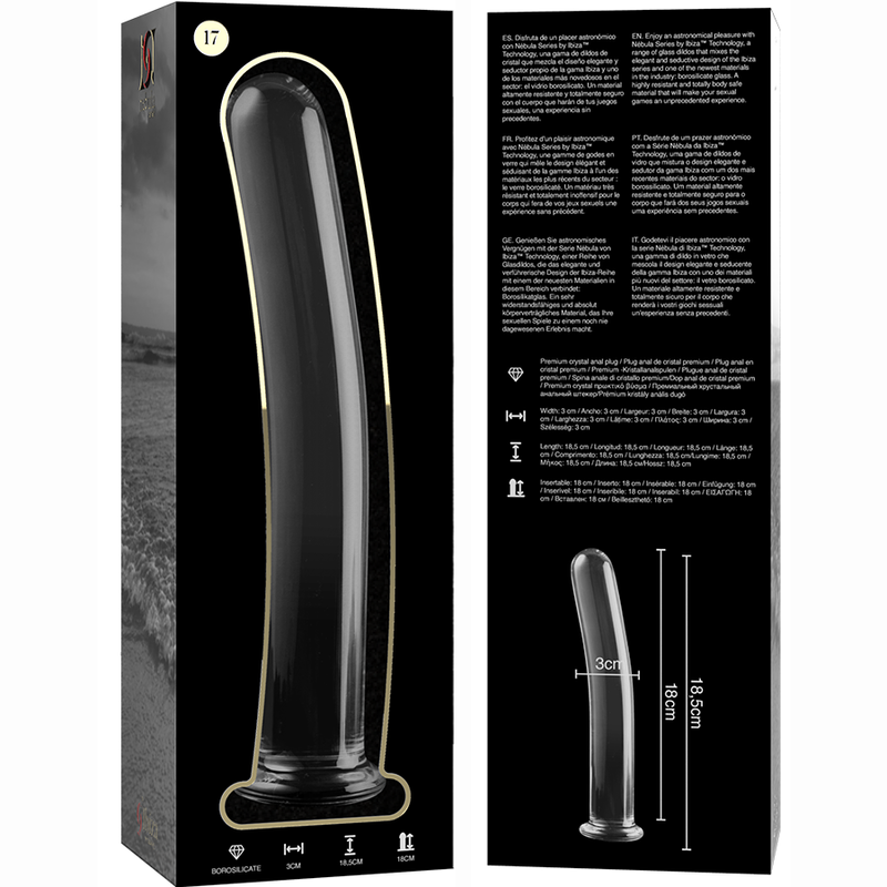 Nebula by Ibiza Modell 17 Dildo Borosilikatglas Klar 18.5 CM Ø 3 CM