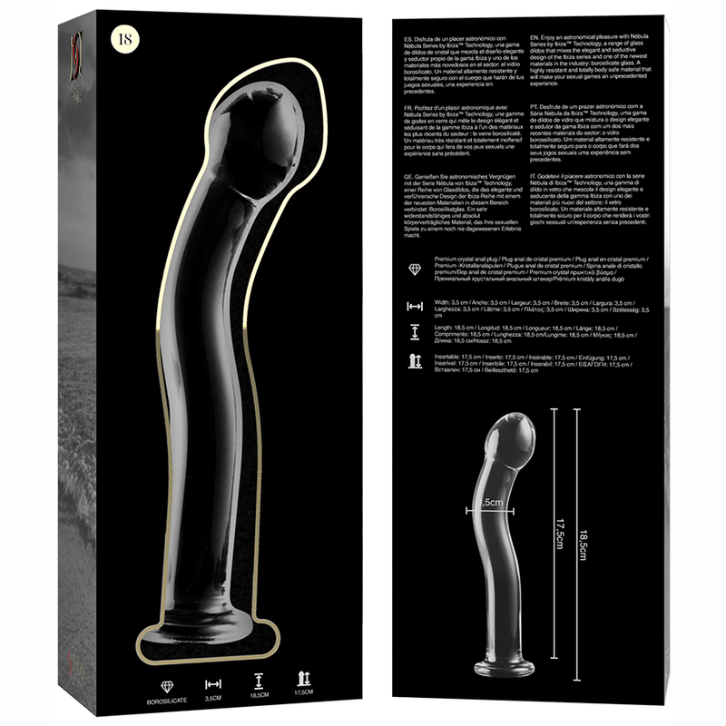 Nebula by Ibiza Modell 18 Dildo Borosilikatglas Klar 18.5 CM Ø 3.5 CM