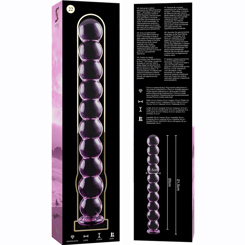 Nebula by Ibiza Modell 22 Dildo Borosilikatglas Rosa 21.5 CM Ø 2.5 CM