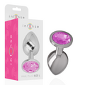Intense Aluminium-Analplug mit rosa Kristall – Größe L