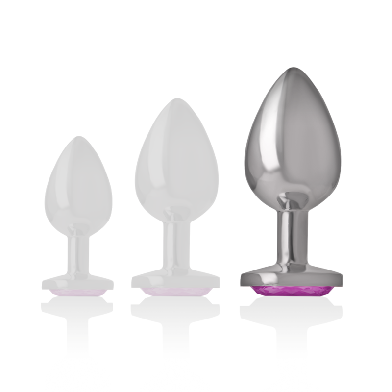 Intense Aluminium-Analplug mit rosa Kristall – Größe L