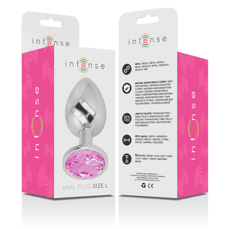 Intense Aluminium-Analplug mit rosa Kristall – Größe L