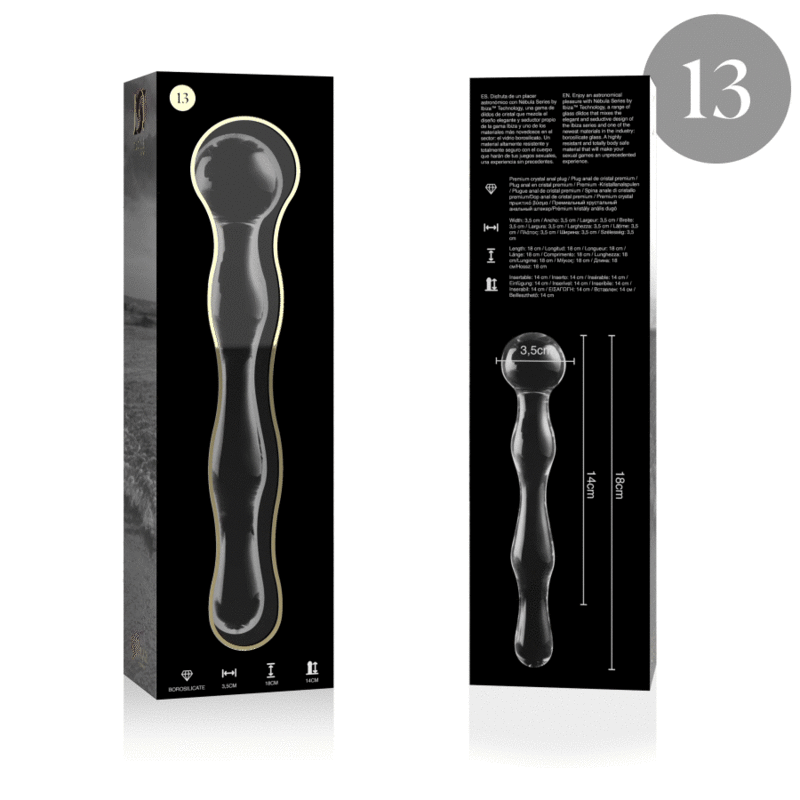 Nebula by Ibiza Modell 13 Dildo Borosilikatglas Klar 18 CM Ø 3.5 CM