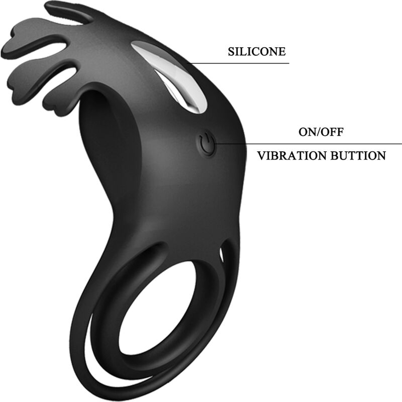 Pretty Love – Ruben Vibratorring 7 Vibrationen Schwarzes Silikon