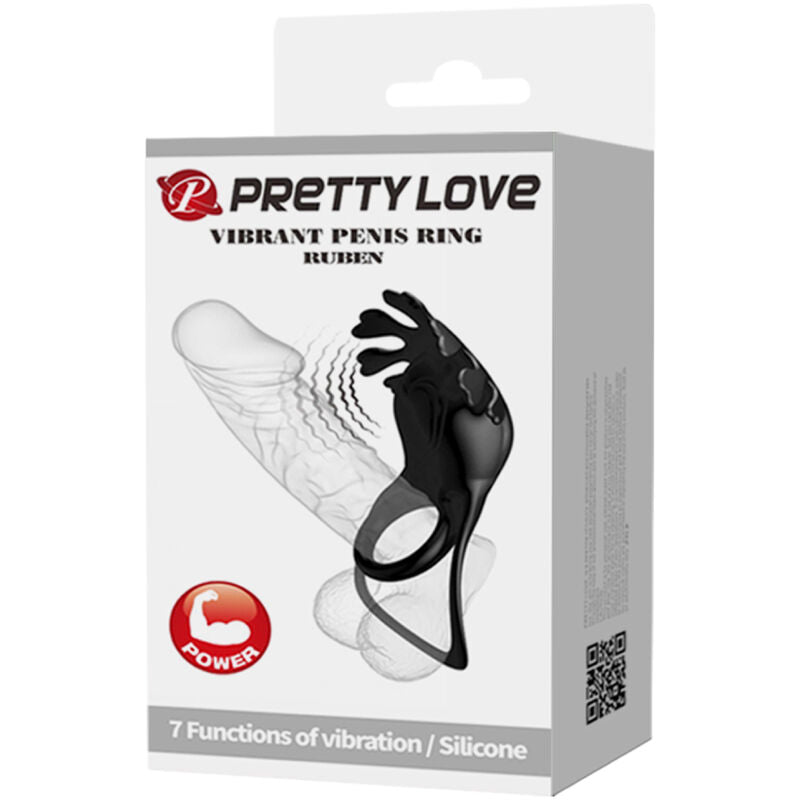 Pretty Love – Ruben Vibratorring 7 Vibrationen Schwarzes Silikon