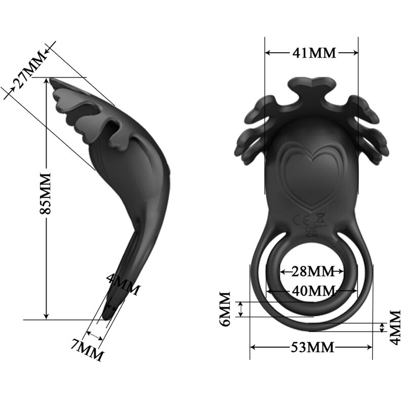 Pretty Love – Ruben Vibratorring 7 Vibrationen Schwarzes Silikon