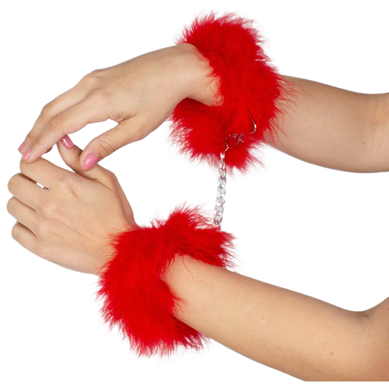 Secretplay 100% Fetish Rote Marabou-Handschellen