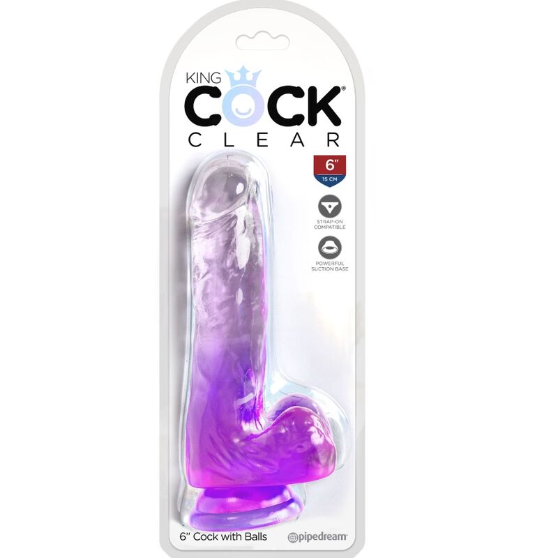 King Cock – Clear Realistischer Penis mit Kugeln 13.5 cm Lila
