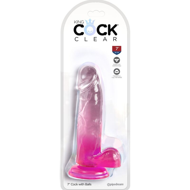 King Cock – Clear Realistischer Penis mit Kugeln 15.2 cm Rosa