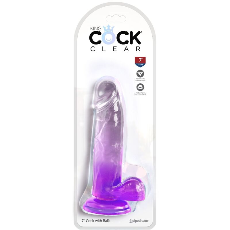 King Cock – Clear Realistischer Penis mit Kugeln 15.2 cm Lila