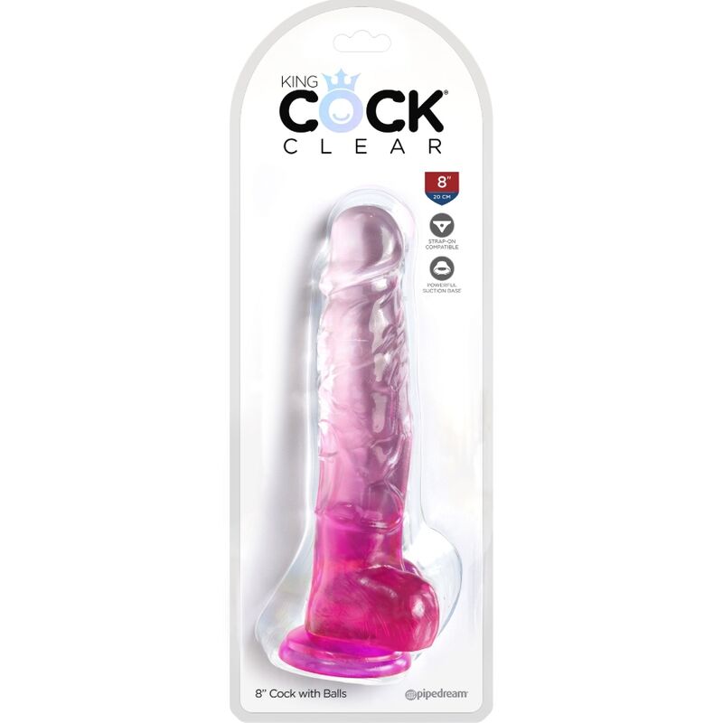 King Cock – Clear Realistischer Penis mit Kugeln 16.5 cm Rosa