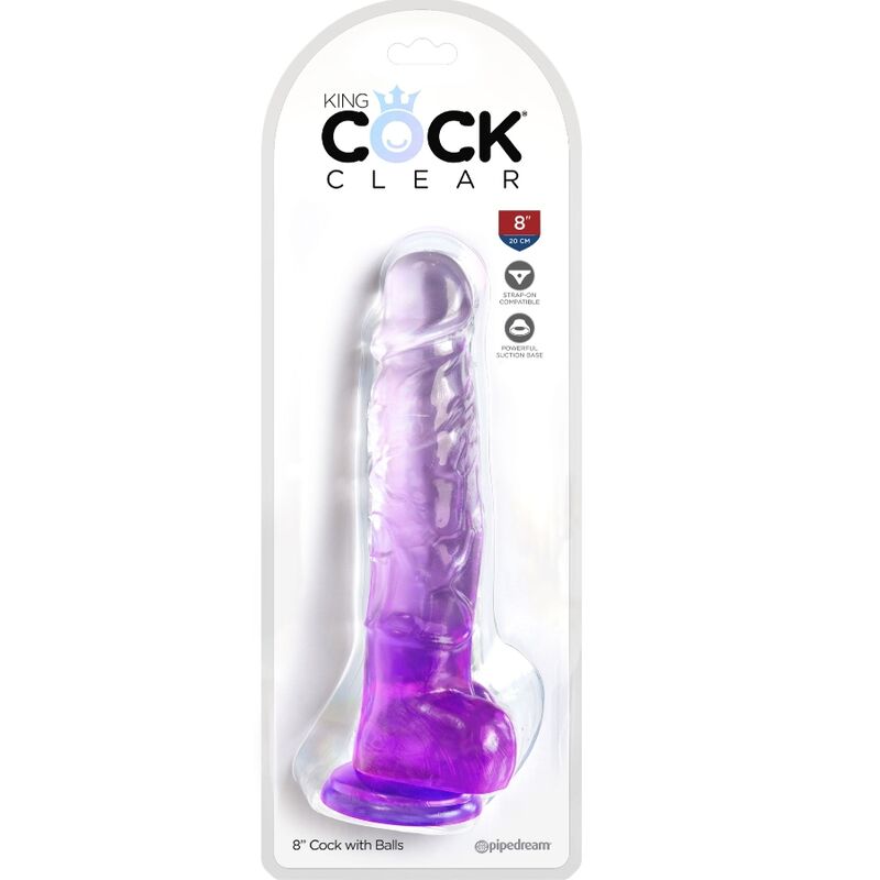 King Cock – Clear Realistischer Penis mit Kugeln 16.5 cm Lila
