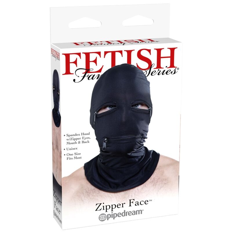Fetish Fantasy Kapuze mit Reissverschlüssen Schwarz