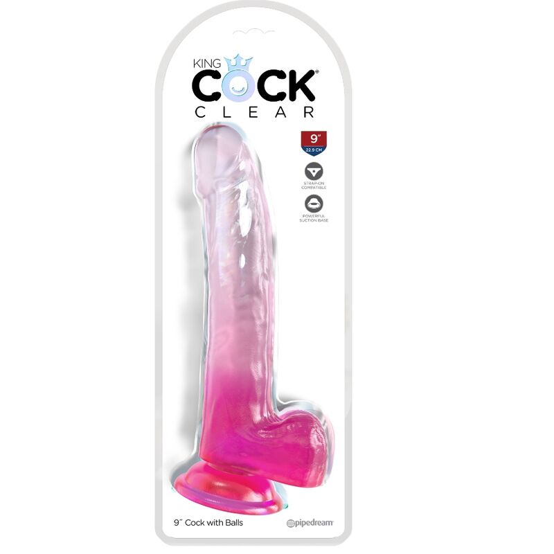 King Cock – Clear Dildo mit Hoden 20.3 cm Rosa