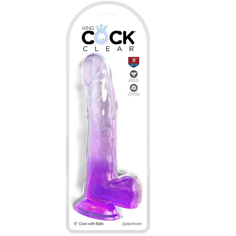 King Cock – Clear Dildo mit Hoden 20.3 cm Lila