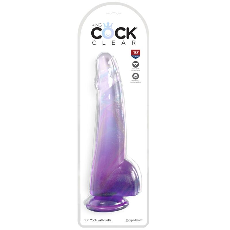 King Cock – Clear Dildo mit Hoden 19 cm Lila