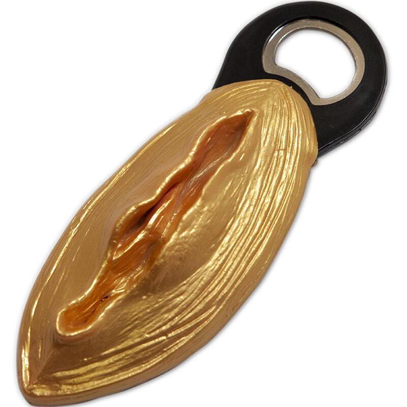 Diablo Picante Schwarz-goldener Öffner in Vaginaform