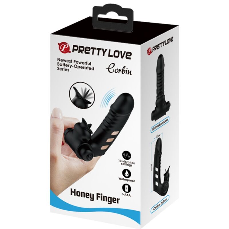 Pretty Love – Corbin Schwarze Vibrator-Fingerabdeckung