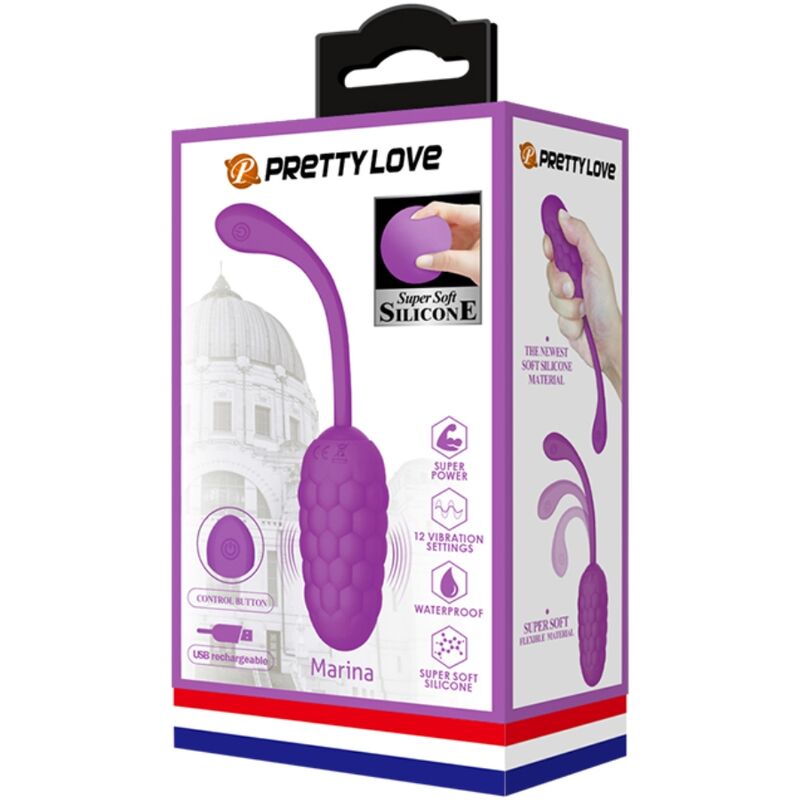 Pretty Love – Vibrierendes Ei mit Lila Wiederaufladbarer Meerestextur