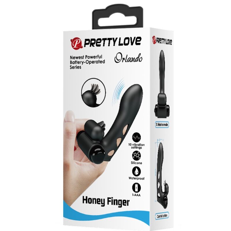 Pretty Love – Orlando Schwarze Vibrator-Fingerhülle