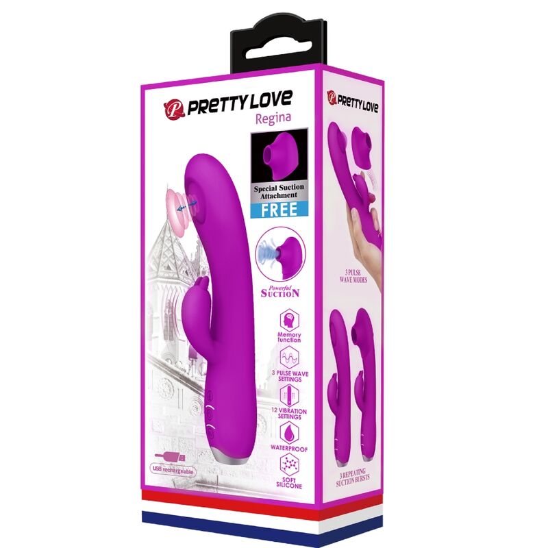 Pretty Love – Regina Wiederaufladbarer Vibrator-Sauggel Lila