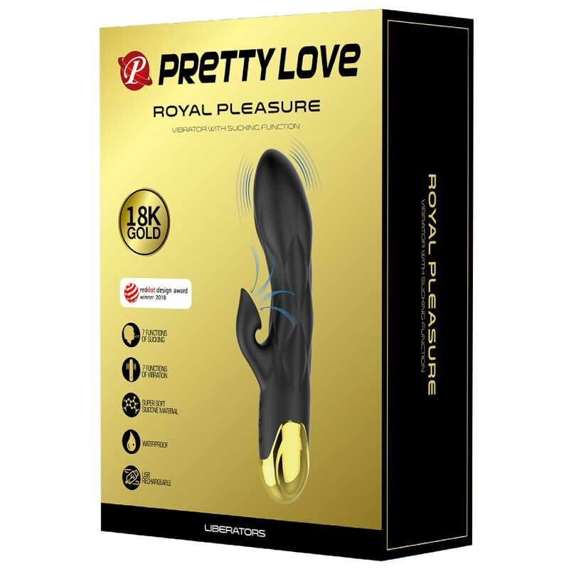 Pretty Love – Schwarzer Wiederaufladbarer, Vergoldeter Luxusvibrator